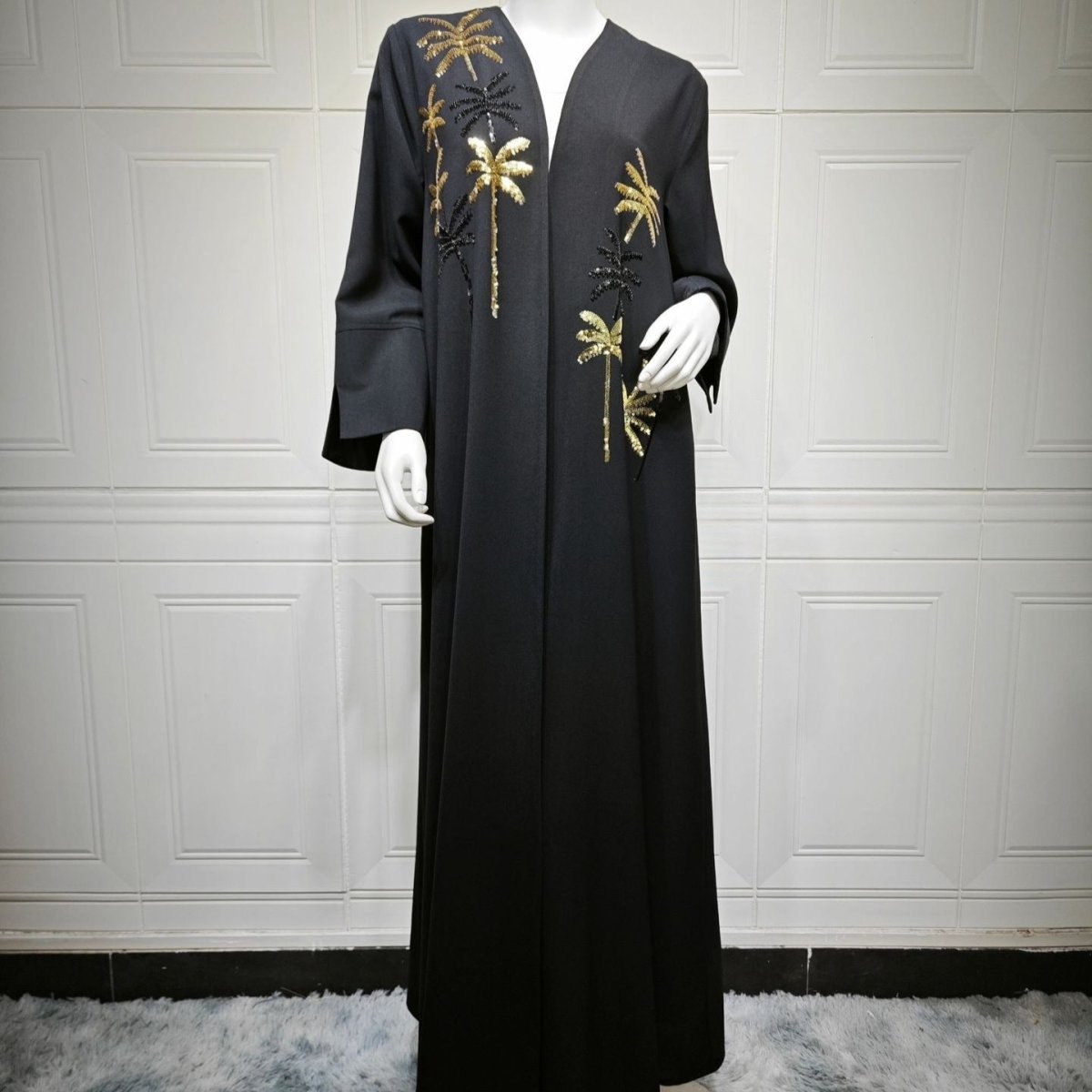 Sequin Palm Tree Embroidered Abaya(MOA252)