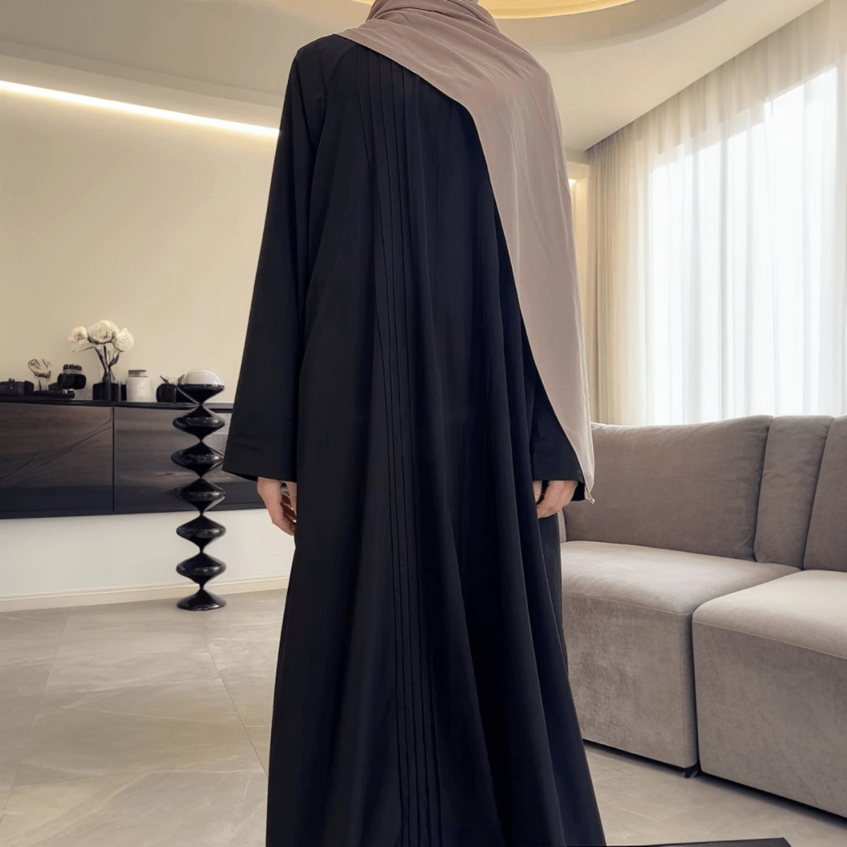 Serene Pleated Georgette Abaya Loose Full-Length Modest Style (MA254)