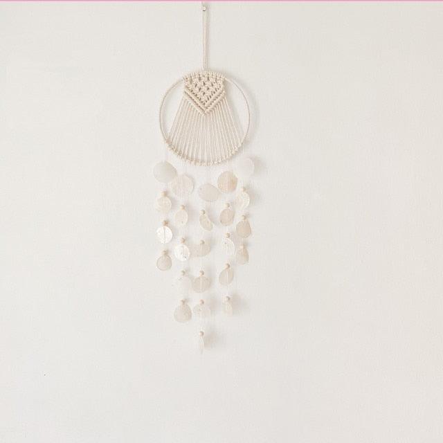 Shell Wind Chime Room Decoration Hanging Wind chime Outdoor Decoration, Bamboo Wind Chimes Unique Outdoor Handmade Chimes as Memorial Gift for Mom Family Wall Pendant Home Office