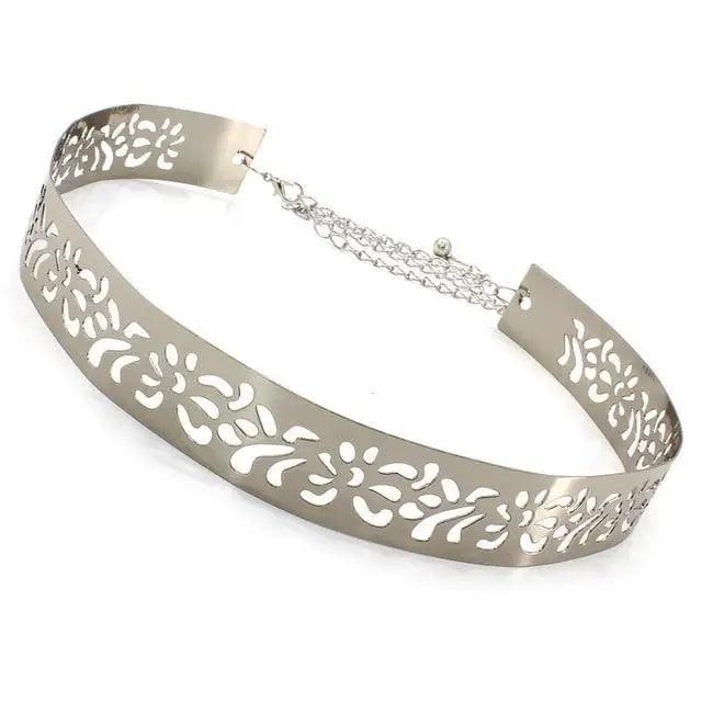 Shiny Women Metal Belt Luxurious Gold Dress Chain Belts Elegant Polished Adjustable Metal Mirror Waist Belt