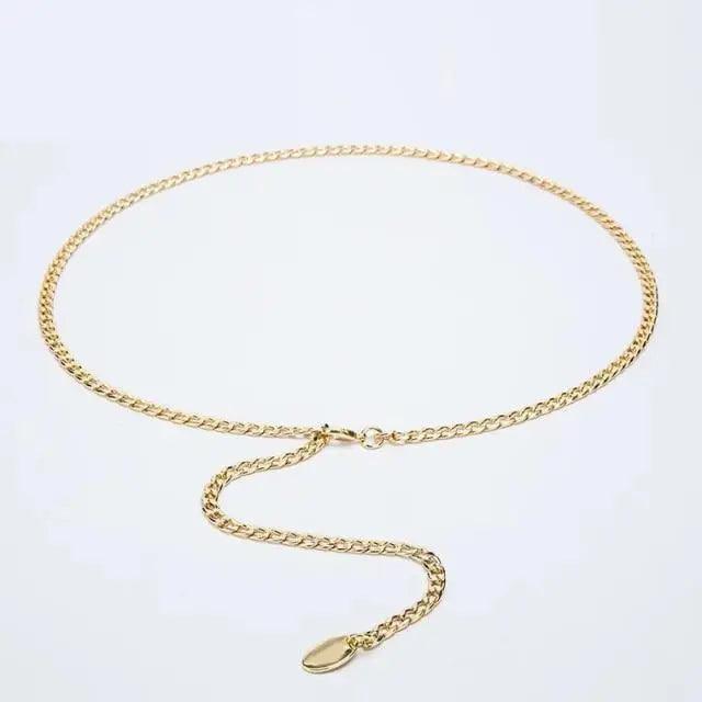 Shiny Women Metal Belt Luxurious Gold Dress Chain Belts Elegant Polished Adjustable Metal Mirror Waist Belt