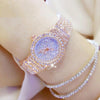 Shiny Women Watches Luxury Small Dial Rose Gold Watches Ladies Stainless Steel Iced Out Watch With Quartz Movement Crystal Rhinestone Diamond Watches For Women Stainless Steel Elegant Women Wristwatch