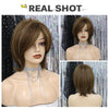Short Synthetic Straight Bob Wig with Side Fringe Mixed Brown Color Natural Hairline Heat Resistant Party Wigs For Black Women Cosplay Wigs For Women