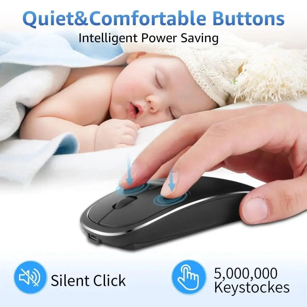Silent White Slim 2.4G Wireless Rechargeable USB Portable Mouse Ultra Thin 1600DPI  Noiseless Ergonomic Mice For Laptop