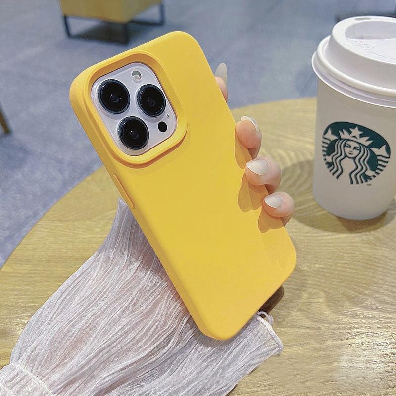 Silicone Soft Thick Protective Rubber Phone Basic Case For iPhone 14 13 Pro Max Case Luxury Silicone Phone Case for iPhone Solid Color Classic Camera Protection Case