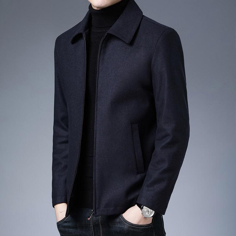 Simple Black Men Casual Jacket Luxury Fashion Autumn Winter Men Clothing Classic Jacket Solid Color Jacket Male Casual Outdoor Warm Lightweight Jackets