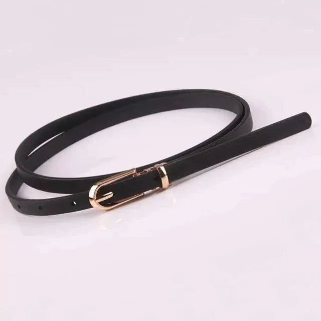 Simple Cute Leather Belts Candy Color Thin Skinny Waistband Classic Adjustable Fashion Women Belts