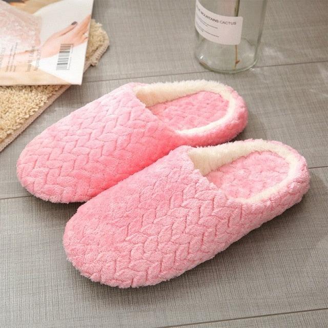 Simple Solid Soft Plush Slippers For Men And Women Winter Warm Indoor Non-slip Slippers Shoes Comfortable Memory Foam Slippers For Women's And Men's Casual House Shoes