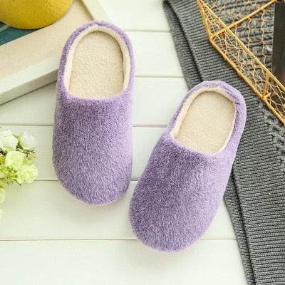Simple Solid Soft Plush Slippers For Men And Women Winter Warm Indoor Non-slip Slippers Shoes Comfortable Memory Foam Slippers For Women's And Men's Casual House Shoes