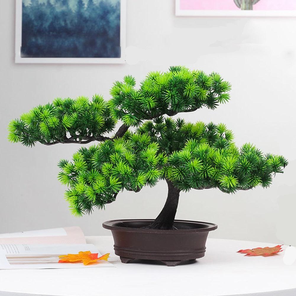Simulation Lifelike Simple Potted Decor Artificial Bonsai Pine Tree Decorative Bonsai Ornaments Fake Gift Artificial Accessories Fake Flowers Arrangements for Home Decoration