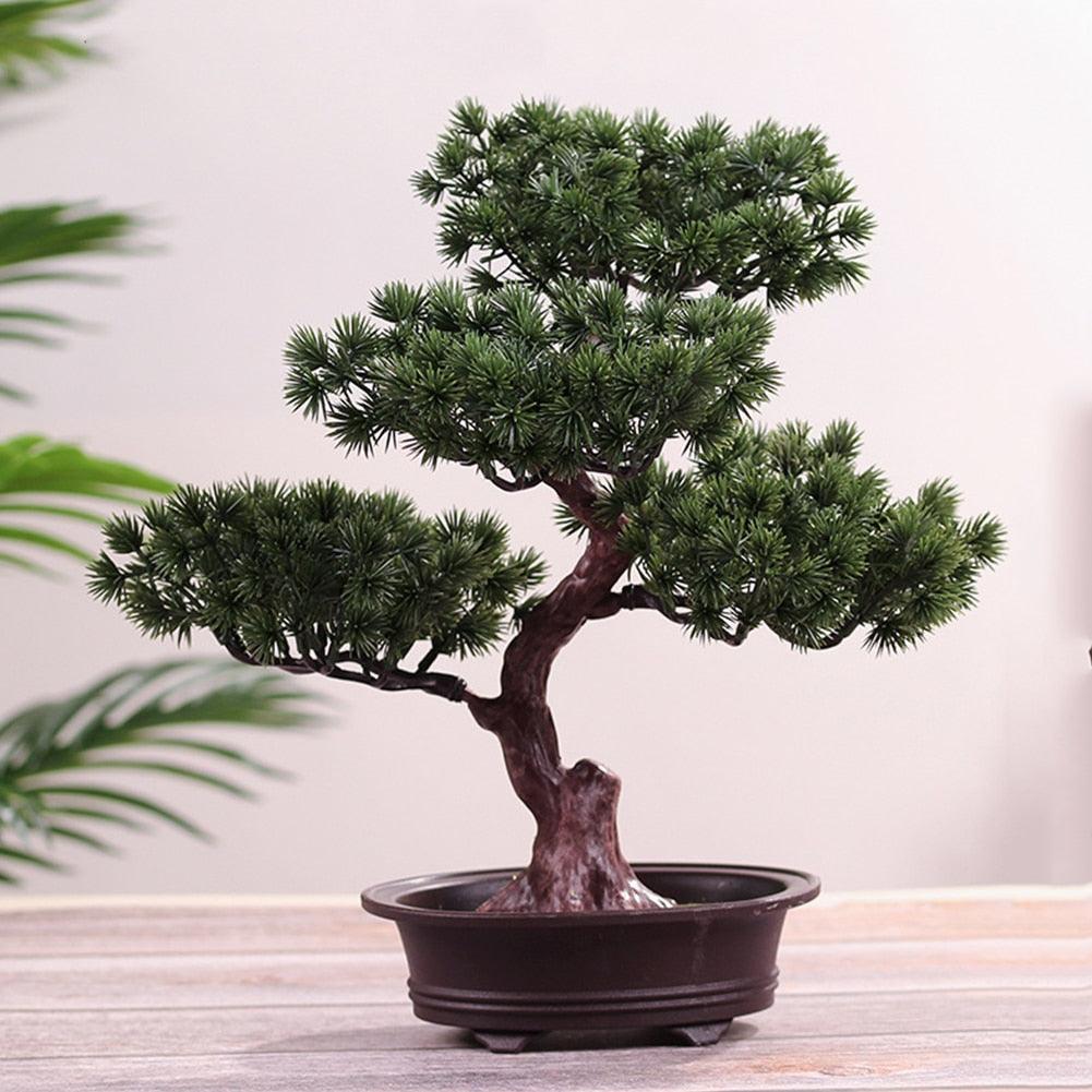 Simulation Lifelike Simple Potted Decor Artificial Bonsai Pine Tree Decorative Bonsai Ornaments Fake Gift Artificial Accessories Fake Flowers Arrangements for Home Decoration