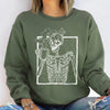 Skeleton Coffee Halloween Haunted Mug Steam Graphic Illustration Vintage Sweatshirt