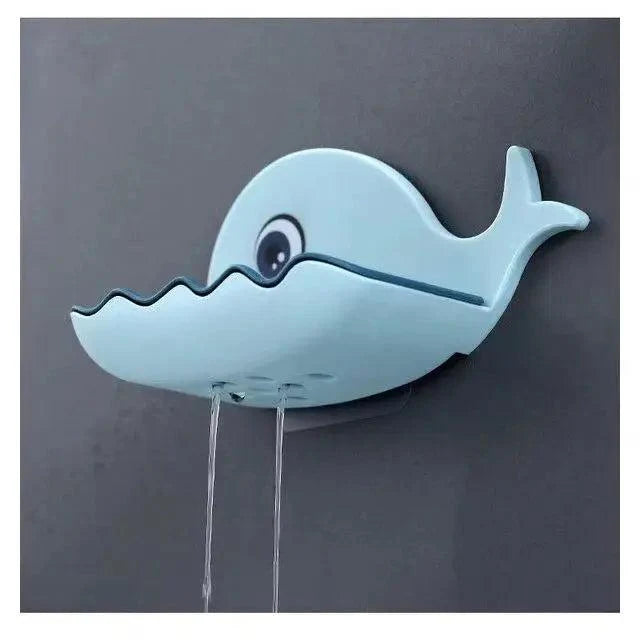Soap Rack No Drilling Wall Mounted Drain Non Perforated Double Layer Holder Sponge Dish Accessories Magic Soap Dishes Bathroom Cute Soap Dish for Kids Plastic Self Draining Soap Holder for Shower Wall Cartoon Hanging Bathroom Soap Tray with Suction Cup