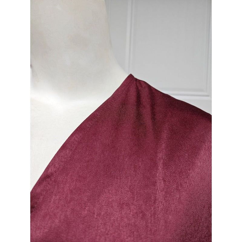 Soft Forged Bat Sleeve Abaya Robe | V-Neck Satin Cardigan Dress(MOA224)