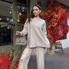 Solid Color Asymmetric Tunic & Wide Leg Pants Set(MS174)