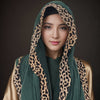 Solid Color Leopard-Print Embellished Crinkle Scarf Hijab (MH181)