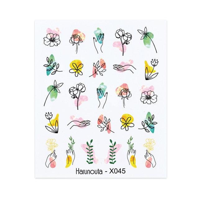 Spring Simple Green Theme Water Decal Sticker Flower Leaf Tree Summer Slider For Manicuring Nail Art Watermarks Art Decoration Manicure Tools Nail Watermark Decals iridescent Decoration Nail Self-Adhesive Decals Nail Stickers Water Transfer Fresh Nail