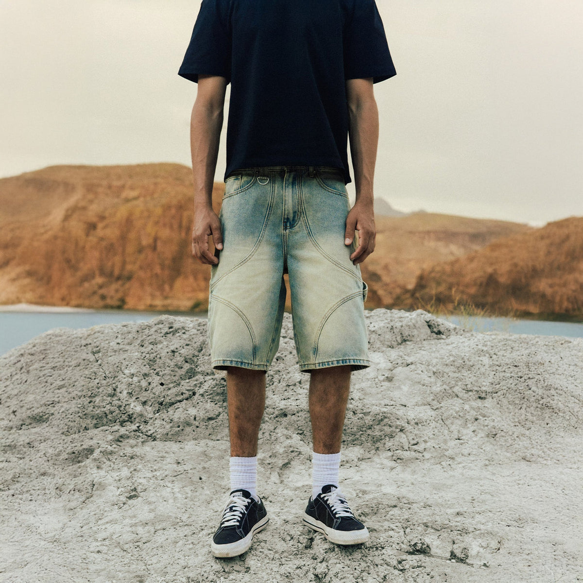 Commons Studios ‘Star’ Washed Denim Short Old Gold