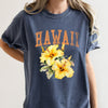 Hawaii State Flower Hibiscus Bloom Aloha By The Sea Sunset Pattern Comfort Colors Tee