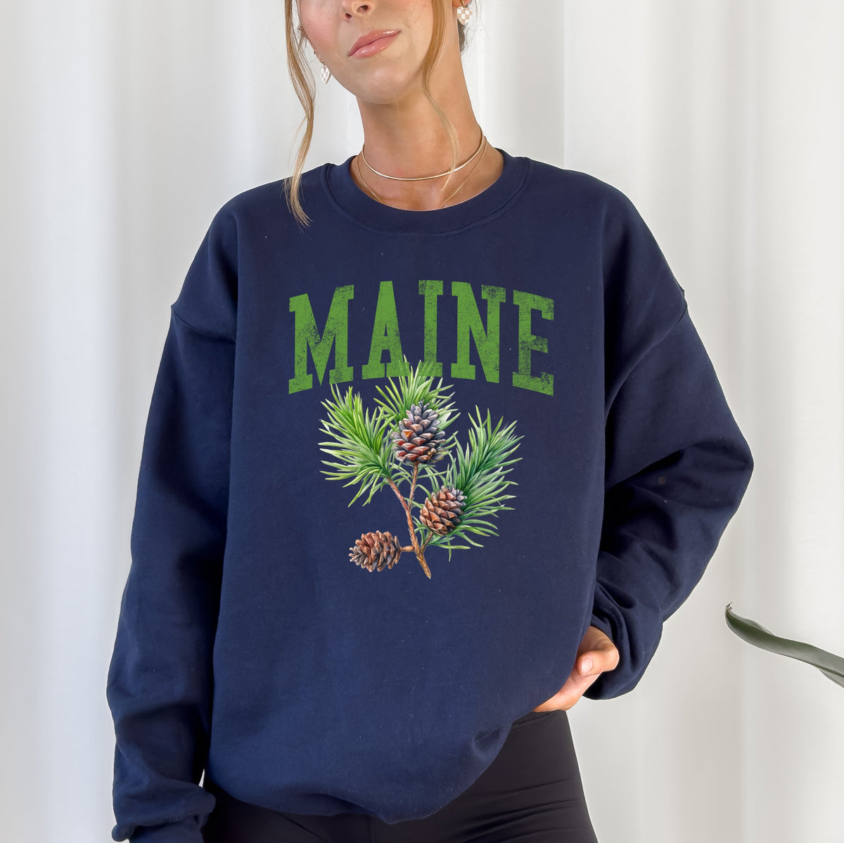 Maine State Flower Pine Cone And Tassel Heritage Edition Premium Graphic Sweatshirt