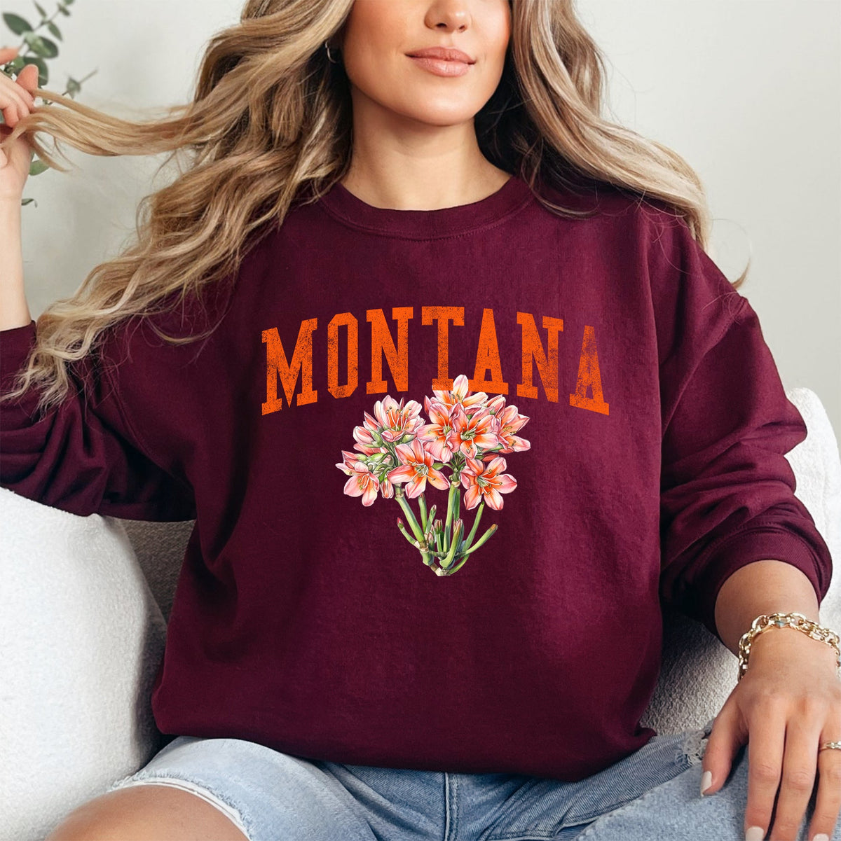 Montana State Flower Premium Cotton Blend Cozy Everyday Graphic Limited Edition Sweatshirt