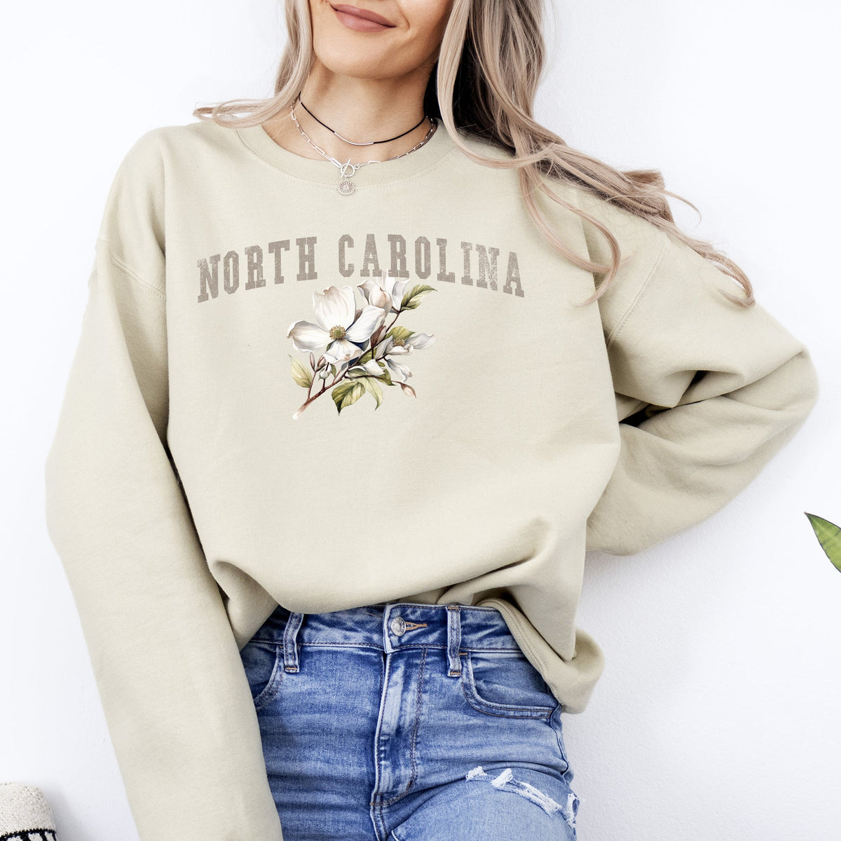 North Carolina State Flower A Tar Heel State Pride Inspired Landscape Print Graphic Sweatshirt