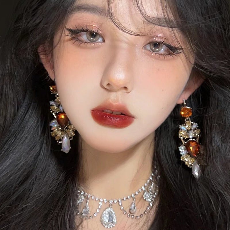 Statement Rhinestones Large Drop Earrings (MAC327)