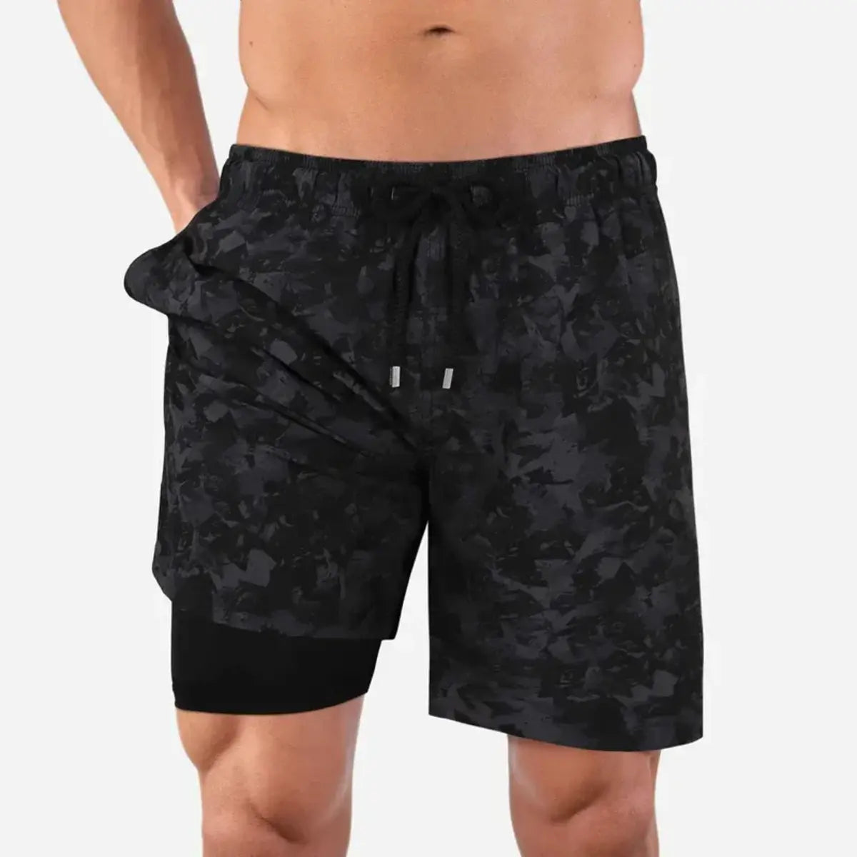 Men’s Premium Compression-Lined Hybrid Shorts – Street Camo