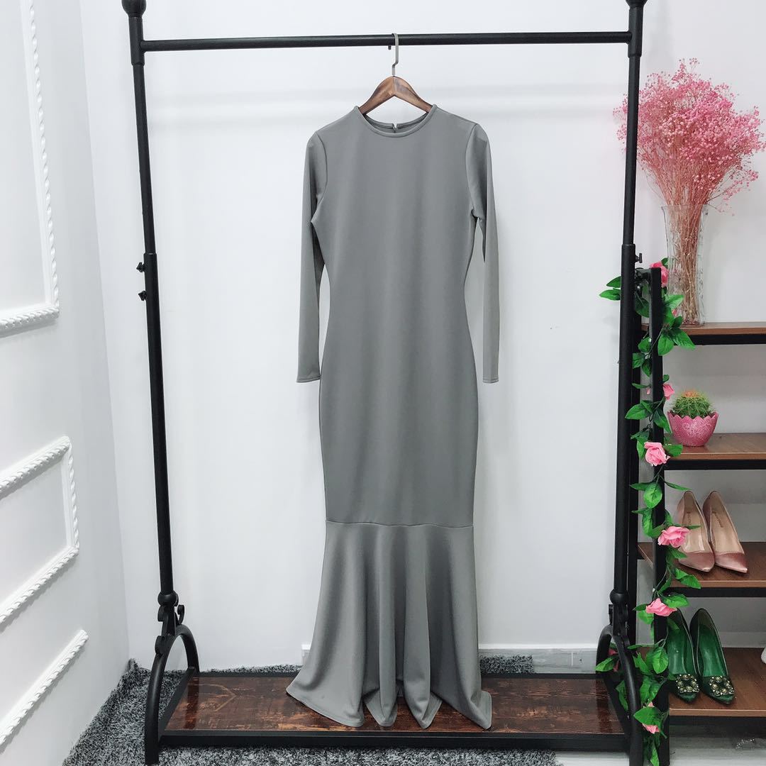 Stretch Mermaid Hem Maxi Dress(MS457)