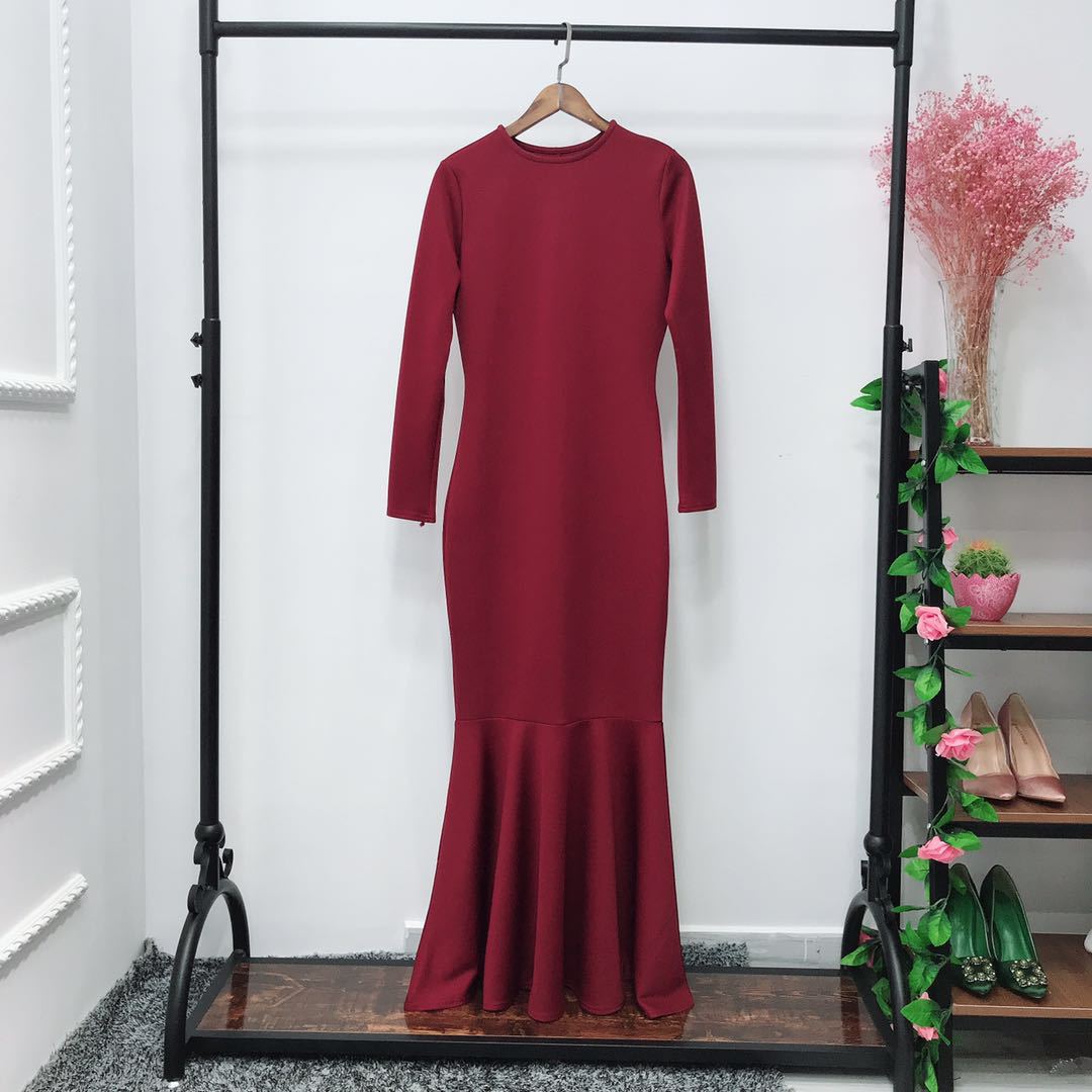 Stretch Mermaid Hem Maxi Dress(MS457)