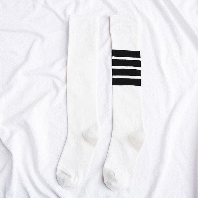 Striped Long Warm Thigh High Stockings Women's Casual Tube Thigh High Socks for School Over Knee High Socks for girls