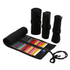 Students Roll Design Black Color Pencil Retro Canvas Wrap Up Pencil Case High Quality Stationary Pouch