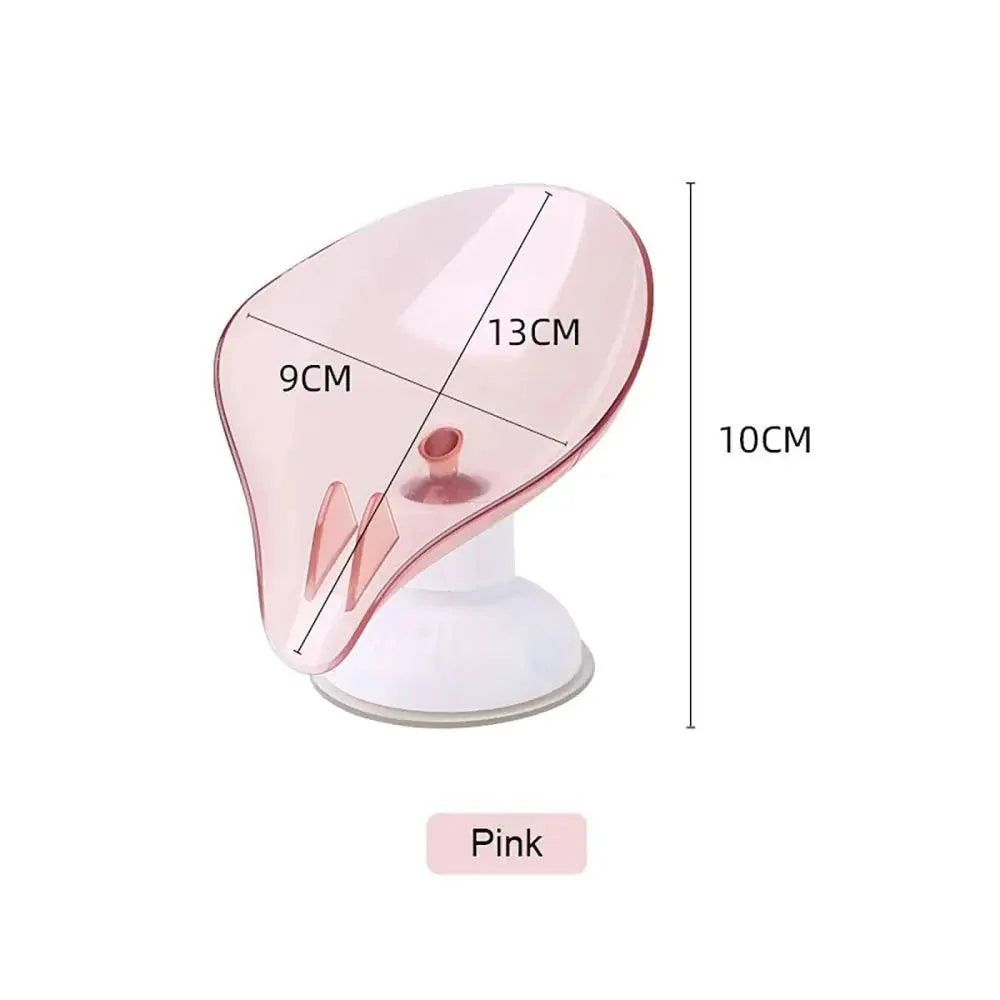 Suction Cup Soap Dish Holder Leaf-Shape Self-Draining Soap Saver Box Not Punched for Shower Bathroom Kitchen Soap Dishes Sponge Container with Suction Cup Leaf Shape Self Draining for Bathroom Kitchen Sink