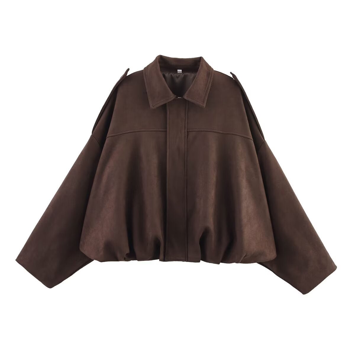 Suede Bomber Jacket | Collared Flight Jacket with Shoulder Tabs(MS240)