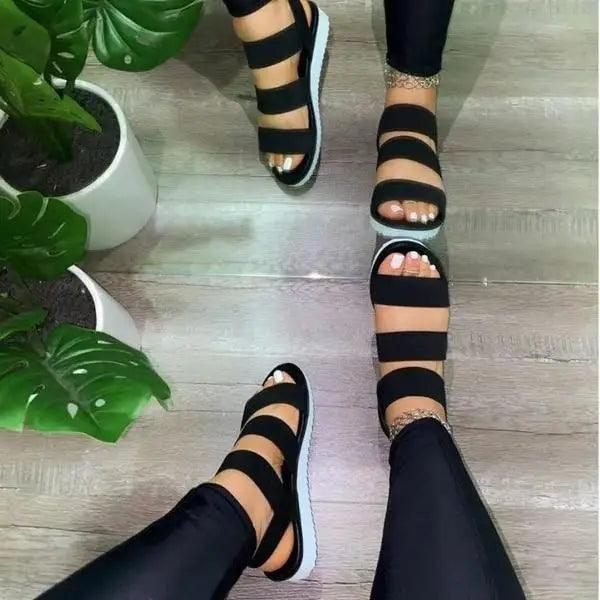 Summer Elastic Womens Sandals Solid Colorful Beach Soft Modern Stylish Women Sandals