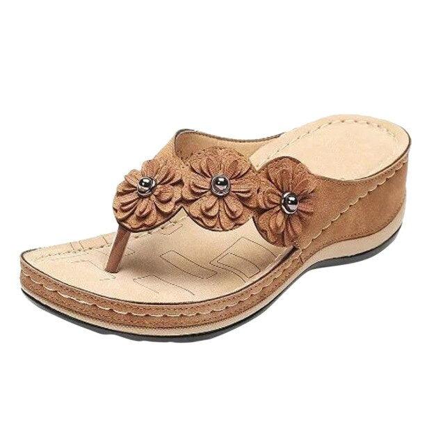 Summer Flat Sandal For Women Multicolor Handmade Retro Flowers Flip-Flops Women Slippers Cute Flat Summer Flats Sandals Women Strappy Flat Open Toe Sandals