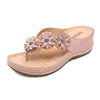 Summer Flat Sandal For Women Multicolor Handmade Retro Flowers Flip-Flops Women Slippers Cute Flat Summer Flats Sandals Women Strappy Flat Open Toe Sandals