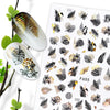 Summer Glitter Nail Decals Stickers Gold Black White Leaf Manicuring Foils Geometric Slider Nail Art Adhesive Decor Adhesive 3D Wave Design Decoration for Women Girls Art Stickers Decal Decoration Metallic Curve Strip Line Nail Decor