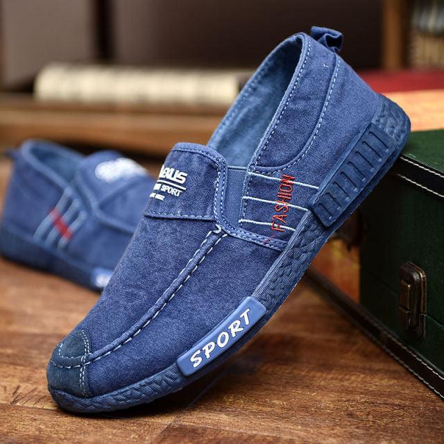 Summer Slip On Men's Casual Shoes Rubber Solid Mens Canvas Shoes Lightweight Waterproof Flat Casual Sneakers Loafer Shoes Casual Canvas Indoor Loafers