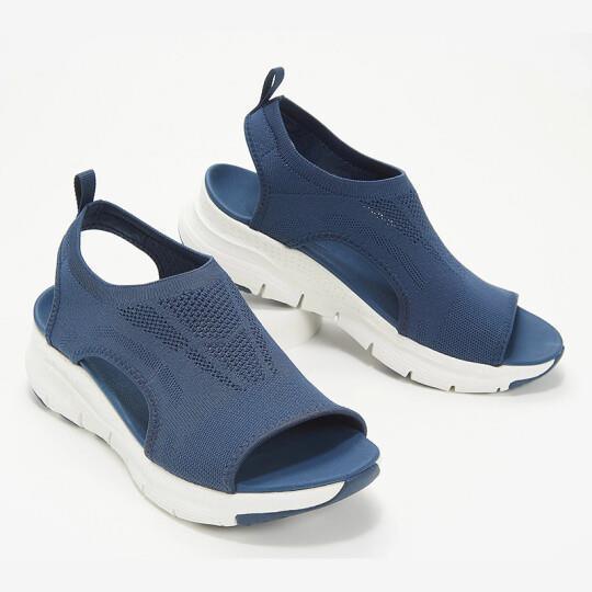 Summer Women Sandals Solid Color Open Toe Casual Shoes Hollow Out Slip-On Mesh Platform Fit Anti Slip Shoes Hollow Out Slip-On Mesh Soft Sandals Low Heeled Comfort Casual Sports Shoes