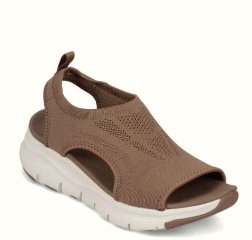 Summer Women Sandals Solid Color Open Toe Casual Shoes Hollow Out Slip-On Mesh Platform Fit Anti Slip Shoes Hollow Out Slip-On Mesh Soft Sandals Low Heeled Comfort Casual Sports Shoes
