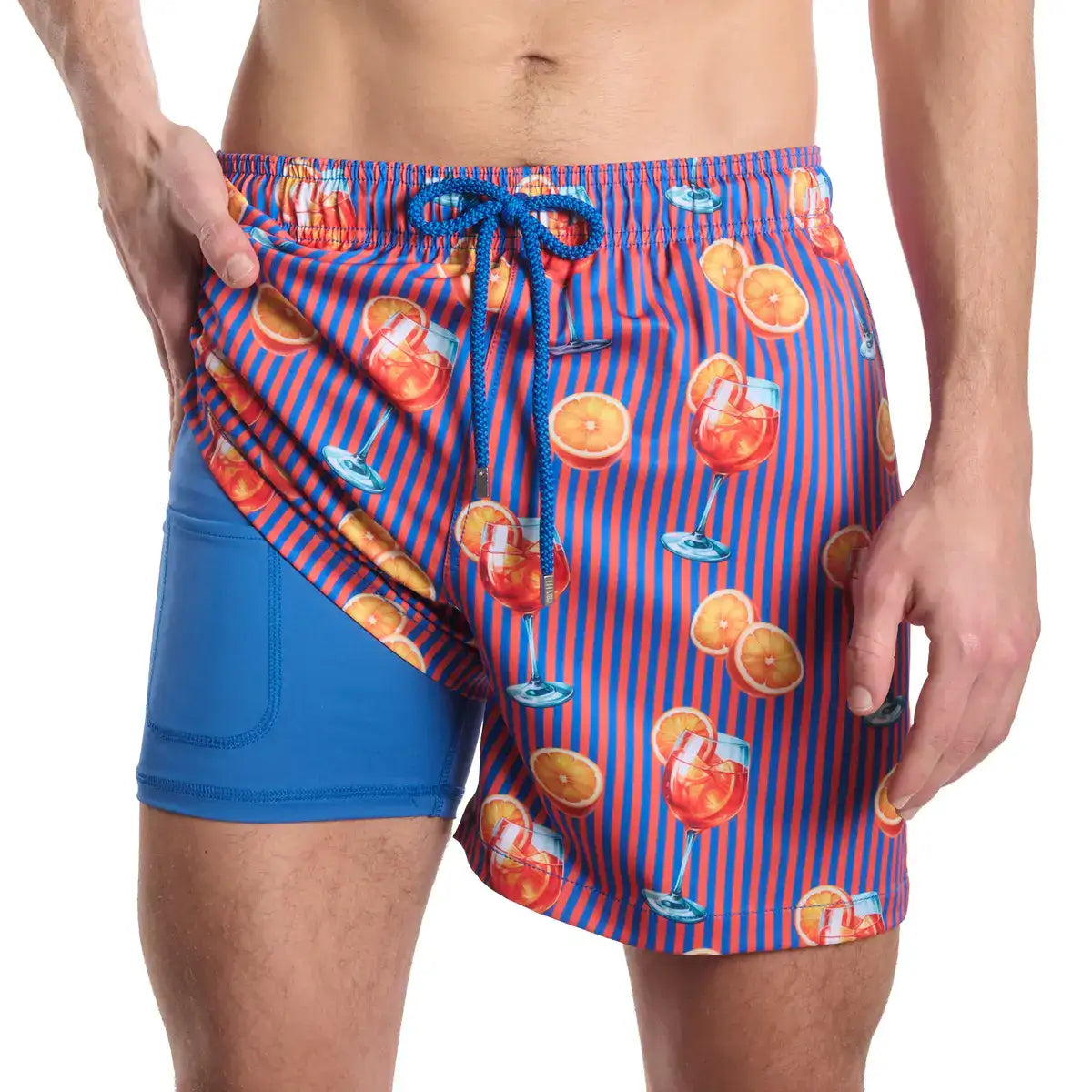 Men’s Premium Compression-Lined Hybrid Shorts – Sunset Spritz - Ocean and Heat