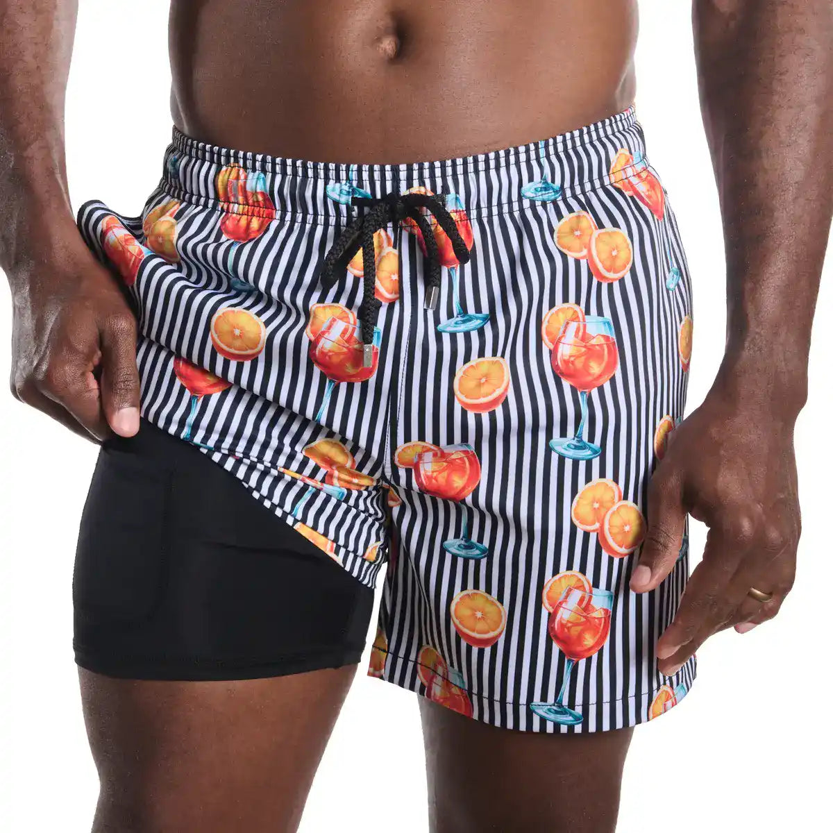 Men’s Premium Compression-Lined Hybrid Shorts – Sunset Spritz-Surf and Storm