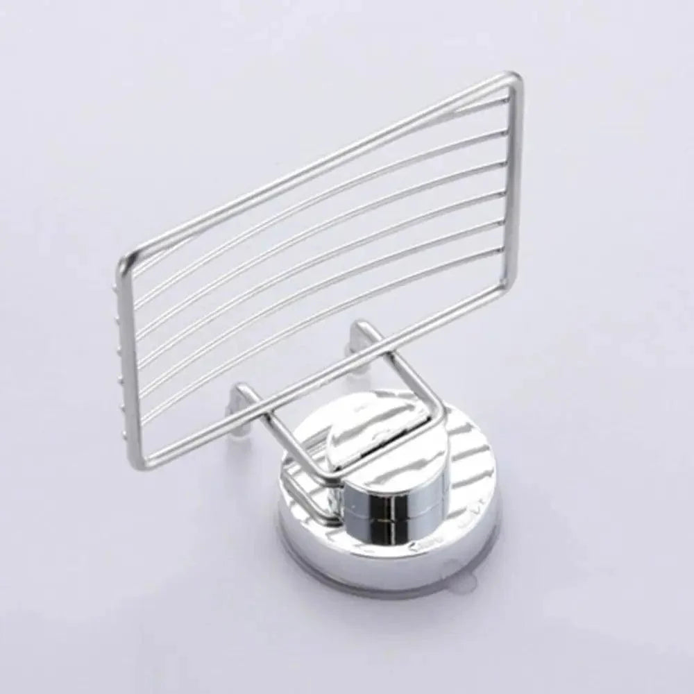 Super Strong Vacuum Suction Cup Soap Holder Drain Stainless Steel Wall-Mounted Soap Dish Shower Box Dish Punch-Free Bathroom Accessories Bathroom Soap Dish Holder Shower Soap Dish Saver Tray Bar Soap Sponge Holder for Shower Bathroom And Kitchen