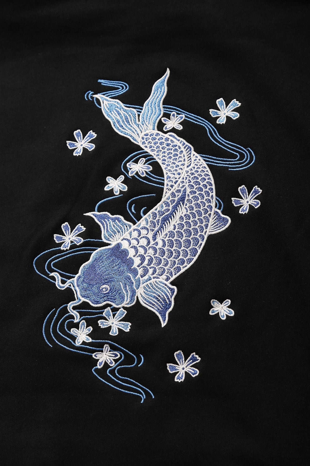 SW9015 Blue Koi Embroidery Sweater