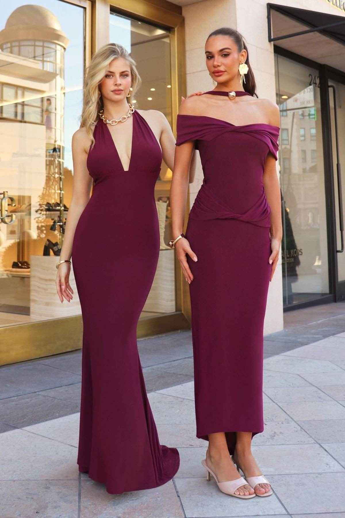 Astee T505 Sleek Halter Neck Fitted Stretch Gown