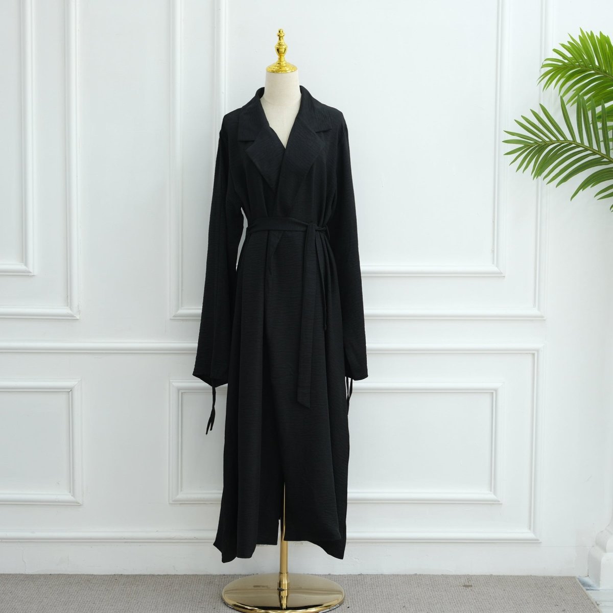 Tailored Blazer Cardigan with Ruched Sleeves | Open-Front Twill Blend Jacket(MOA246)