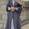 Tailored Blazer Cardigan with Ruched Sleeves | Open-Front Twill Blend Jacket(MOA246)
