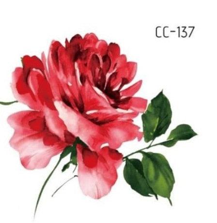 Temporary 3D Rose Flower Tattoos Sticker Body Art Tattoo Sticker Waterproof Luxury Tattoo Rose Lotus Flower Fashion Sticker For Womens