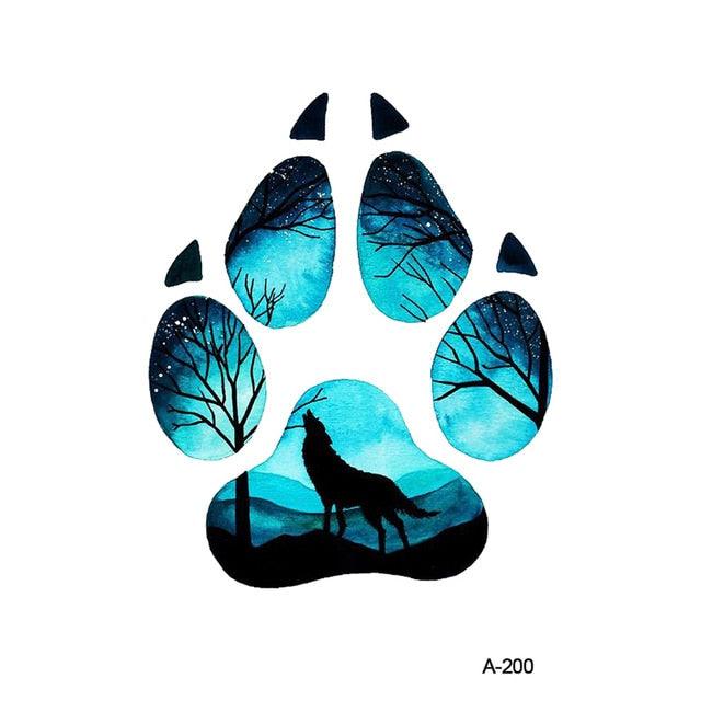 Temporary Animal Head Wolf Design Waterproof Body Sticker Fashion Tattoo For Womens Mens